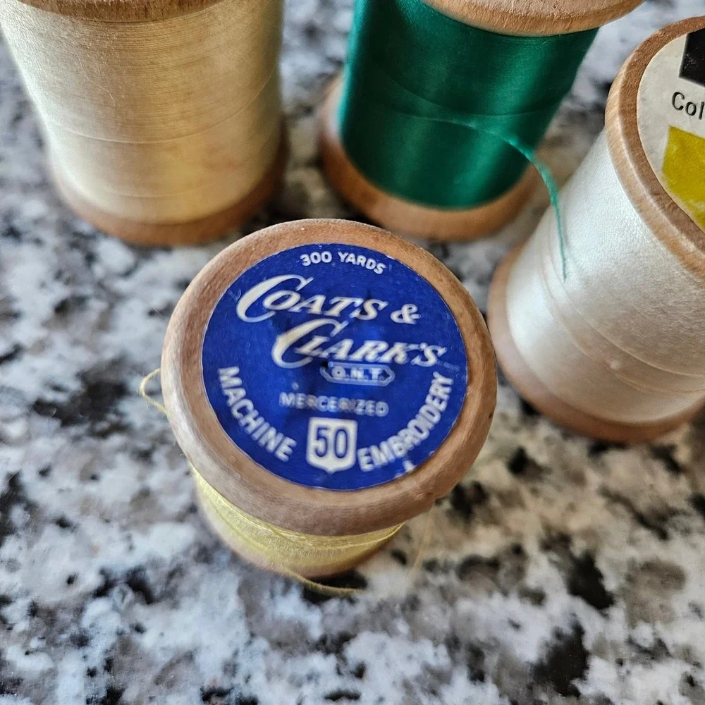 Vintage Multicolor Wooden Heavy Duty Sewing Talon Coats Clark Thread Spool Lot